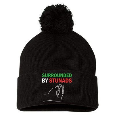 Surrounded By Stunads Funny Italian Sayings Pom Pom 12in Knit Beanie