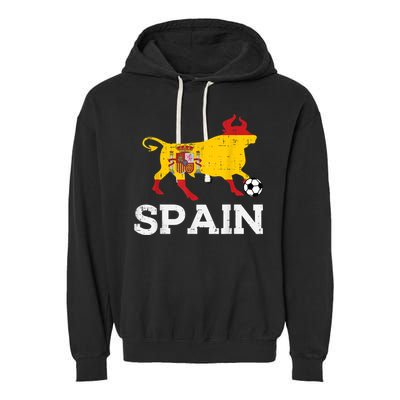 Spain Bull Spanish Soccer Ball    Boys Girls Garment-Dyed Fleece Hoodie
