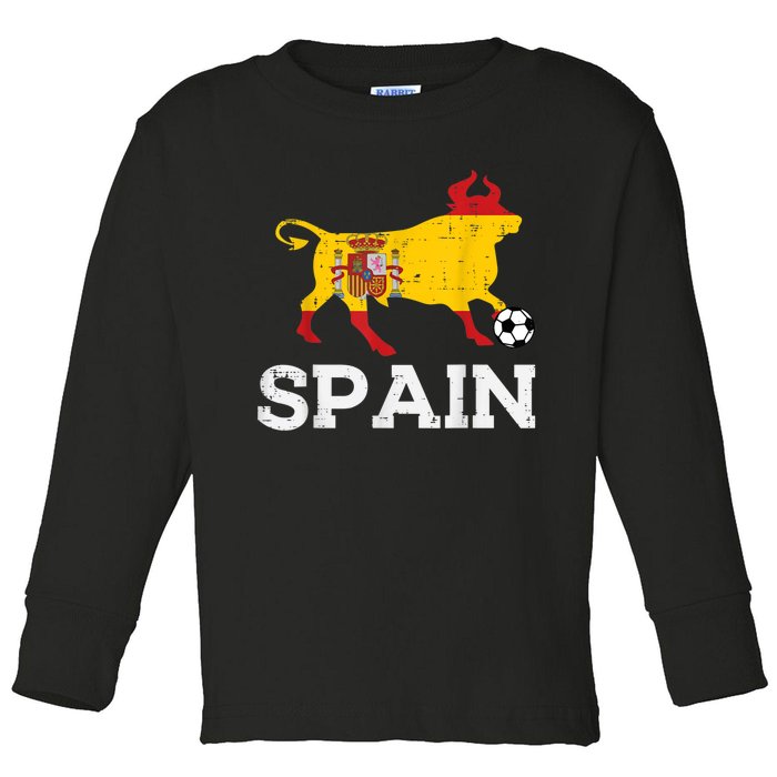 Spain Bull Spanish Soccer Ball    Boys Girls Toddler Long Sleeve Shirt