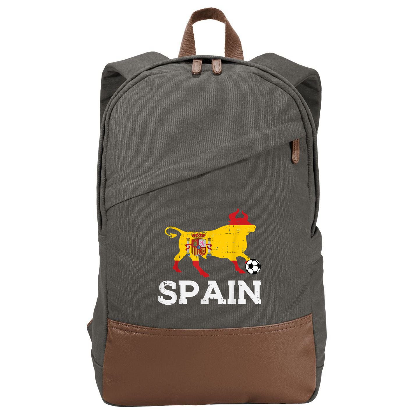 Spain Bull Spanish Soccer Ball    Boys Girls Cotton Canvas Backpack