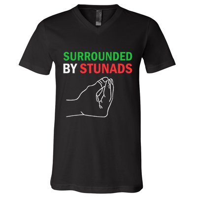 Surrounded By Stunads Funny Italian Sayings V-Neck T-Shirt