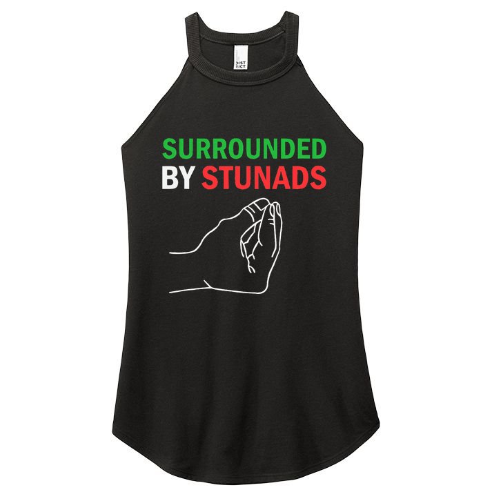 Surrounded By Stunads Funny Italian Sayings Women's Perfect Tri Rocker Tank