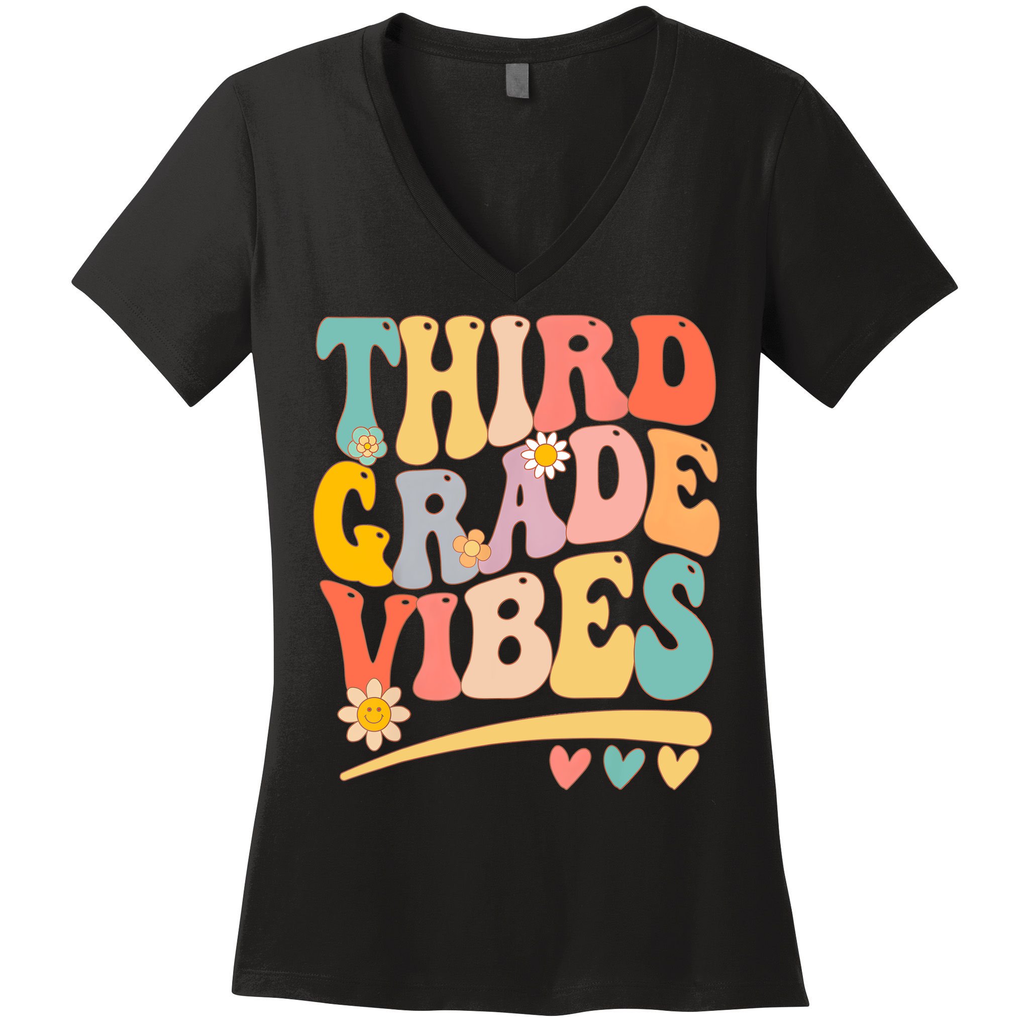 Third Grade Vibes For Girl Boy 3rd Grade Teacher Women's V-Neck T-Shirt