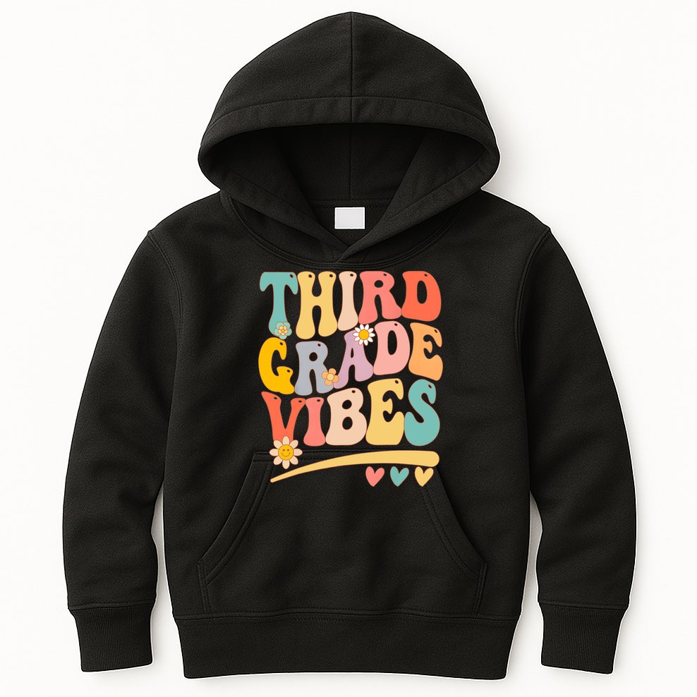 Third Grade Vibes For Girl Boy 3rd Grade Teacher Kids Hoodie