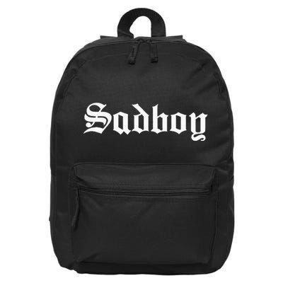 Sad Boy Sadboy Old English Typography 16 in Basic Backpack