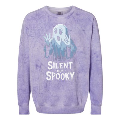 Silent But Spooky Ghost Design For Halloween Lovers Colorblast Crewneck Sweatshirt