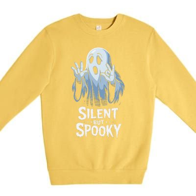 Silent But Spooky Ghost Design For Halloween Lovers Premium Crewneck Sweatshirt