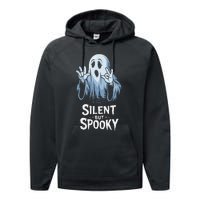 Silent But Spooky Ghost Design For Halloween Lovers Performance Fleece Hoodie