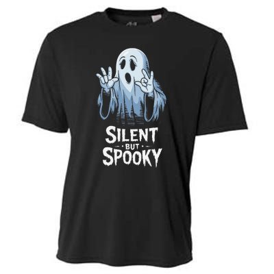 Silent But Spooky Ghost Design For Halloween Lovers Cooling Performance Crew T-Shirt