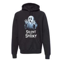 Silent But Spooky Ghost Design For Halloween Lovers Premium Hoodie