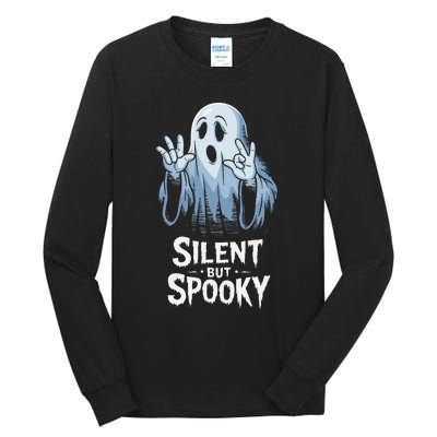 Silent But Spooky Ghost Design For Halloween Lovers Tall Long Sleeve T-Shirt