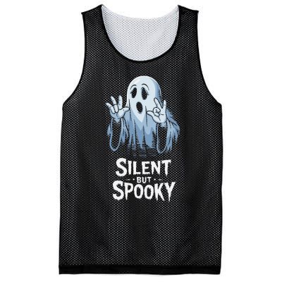 Silent But Spooky Ghost Design For Halloween Lovers Mesh Reversible Basketball Jersey Tank