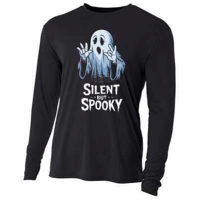 Silent But Spooky Ghost Design For Halloween Lovers Cooling Performance Long Sleeve Crew