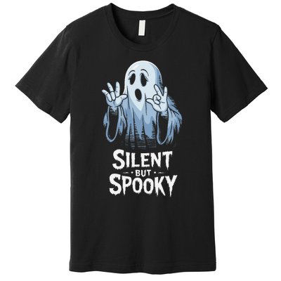 Silent But Spooky Ghost Design For Halloween Lovers Premium T-Shirt