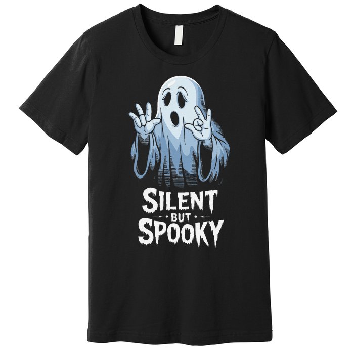 Silent But Spooky Ghost Design For Halloween Lovers Premium T-Shirt