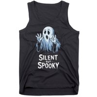 Silent But Spooky Ghost Design For Halloween Lovers Tank Top