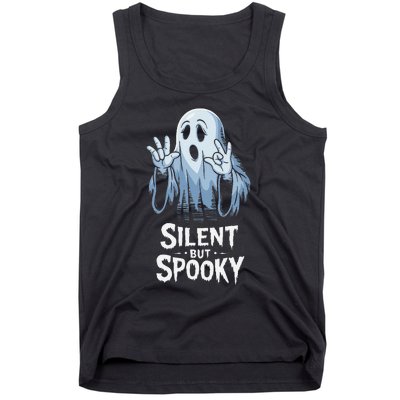 Silent But Spooky Ghost Design For Halloween Lovers Tank Top