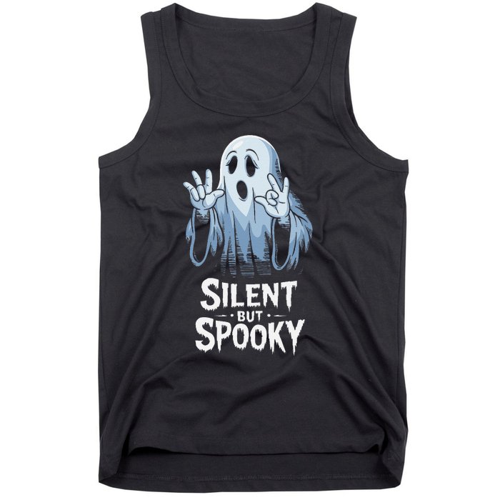 Silent But Spooky Ghost Design For Halloween Lovers Tank Top