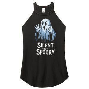 Silent But Spooky Ghost Design For Halloween Lovers Women’s Perfect Tri Rocker Tank