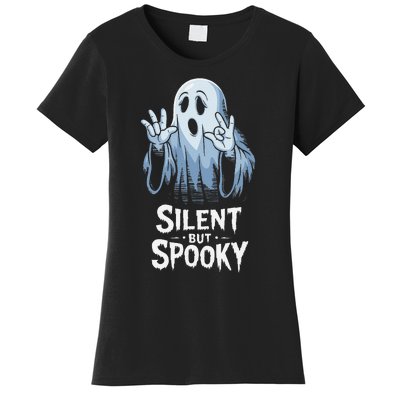 Silent But Spooky Ghost Design For Halloween Lovers Women's T-Shirt