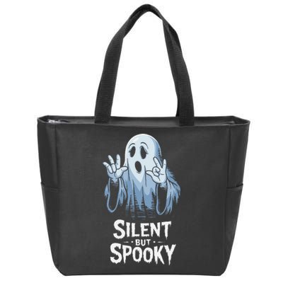 Silent But Spooky Ghost Design For Halloween Lovers Zip Tote Bag