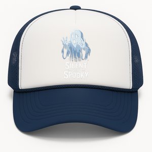 Silent But Spooky Ghost Design For Halloween Lovers Trucker Hat