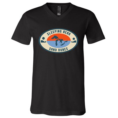 Sleeping Bear Sand Dunes Michigan Michigander Great Lakes V-Neck T-Shirt