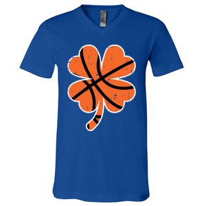 Shamrock Basketball St Patricks Day Sports Cute Gift V-Neck T-Shirt