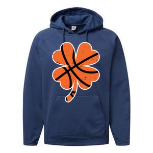 Shamrock Basketball St Patricks Day Sports Cute Gift Performance Fleece Hoodie