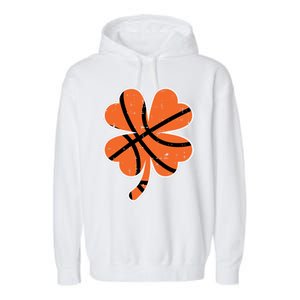 Shamrock Basketball St Patricks Day Sports Cute Gift Garment-Dyed Fleece Hoodie