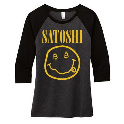 Satoshi Bitcoin Women's Tri-Blend 3/4-Sleeve Raglan Shirt