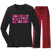 She Believed She Could So She Did Women's Long Sleeve Flannel Pajama Set 