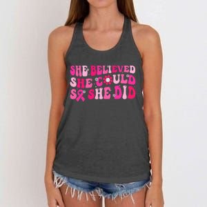 She Believed She Could So She Did Women's Knotted Racerback Tank