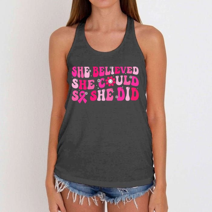 She Believed She Could So She Did Women's Knotted Racerback Tank