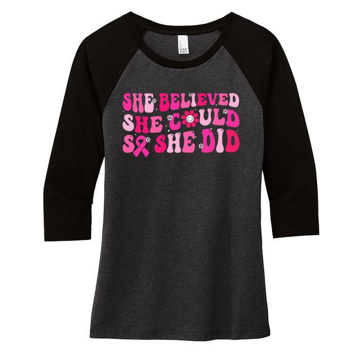 She Believed She Could So She Did Women's Tri-Blend 3/4-Sleeve Raglan Shirt