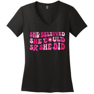 She Believed She Could So She Did Women's V-Neck T-Shirt