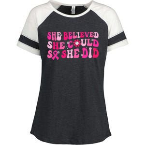 She Believed She Could So She Did Enza Ladies Jersey Colorblock Tee