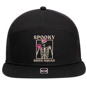 Spooky Bride Squad Skeleton Halloween Bachelorette Party 7 Panel Mesh Trucker Snapback Hat