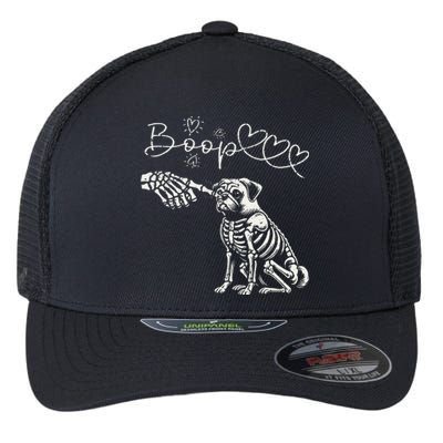 Spooky Boop Skeleton Hand Touch Nose Dog Halloween Costume Flexfit Unipanel Trucker Cap