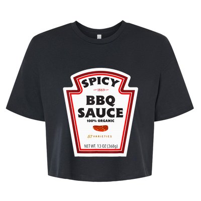 Spicy Bbq Sauce Bottle Label Funny Group Halloween Costume Bella+Canvas Jersey Crop Tee