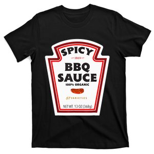 Spicy Bbq Sauce Bottle Label Funny Group Halloween Costume T-Shirt