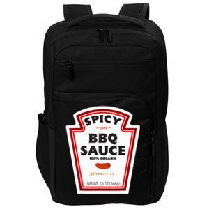 Spicy Bbq Sauce Bottle Label Funny Group Halloween Costume Impact Tech Backpack