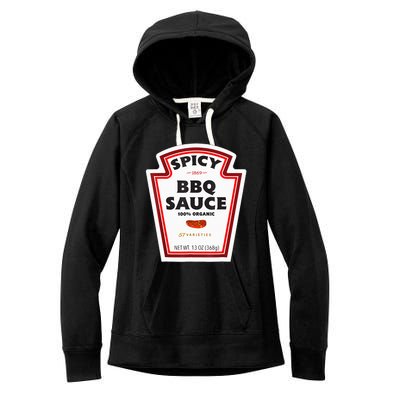 Spicy Bbq Sauce Bottle Label Funny Group Halloween Costume Women's Fleece Hoodie