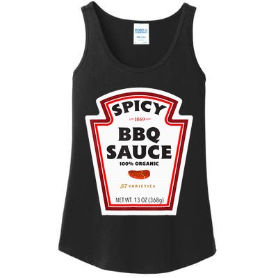 Spicy Bbq Sauce Bottle Label Funny Group Halloween Costume Ladies Essential Tank