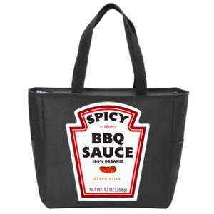 Spicy Bbq Sauce Bottle Label Funny Group Halloween Costume Zip Tote Bag