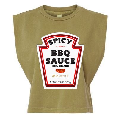 Spicy Bbq Sauce Bottle Label Funny Group Halloween Costume Garment-Dyed Women's Muscle Tee