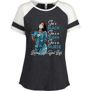 She's Black She's A Queen She's A Nurse Living Her Best Life Meaningful Gift Enza Ladies Jersey Colorblock Tee