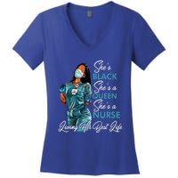 She's Black She's A Queen She's A Nurse Living Her Best Life Meaningful Gift Women's V-Neck T-Shirt