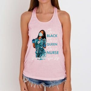 She's Black She's A Queen She's A Nurse Living Her Best Life Meaningful Gift Women's Knotted Racerback Tank