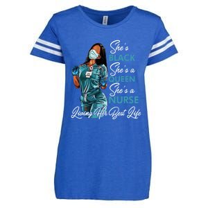 She's Black She's A Queen She's A Nurse Living Her Best Life Meaningful Gift Enza Ladies Jersey Football T-Shirt